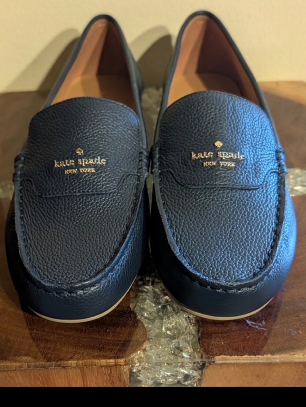 Kate Spade Briar Loafers in Navy Blue Pebbled Leather sz 8.5 - Picture 4 of 11